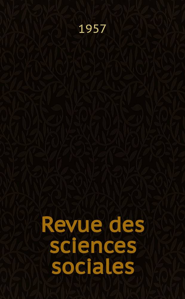 Revue des sciences sociales
