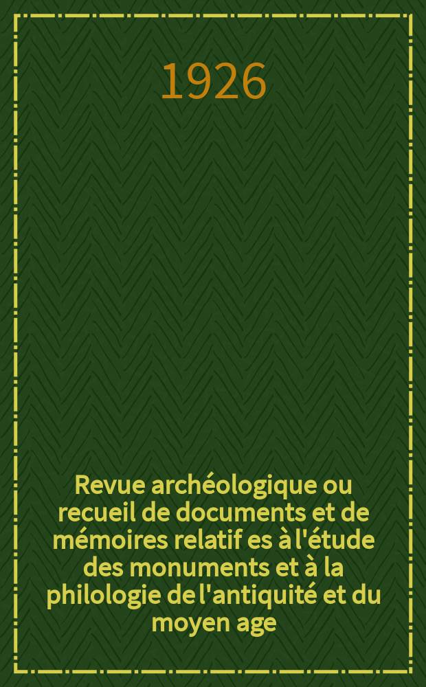 Revue arch&eacute;ologique ou recueil de documents et de m&eacute;moires relatif es &agrave; l'&eacute;tude des monuments et &agrave; la philologie de l'antiquit&eacute; et du moyen age : Publ. par les principaux arch&eacute;ologiques fran&ccedil;ais et &eacute;trangers et accompagn&eacute;s de planches grav&eacute;es d'apr&egrave;s les monuments originaux. T.23