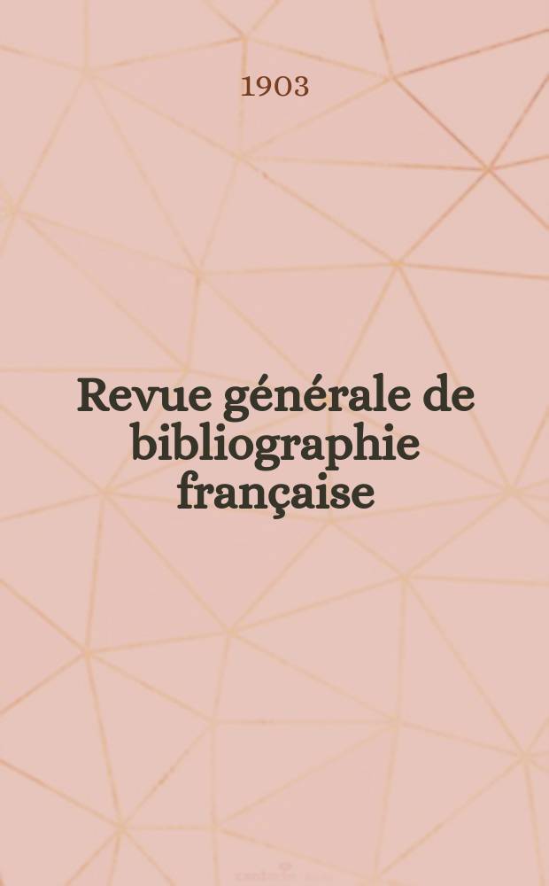 Revue générale de bibliographie française