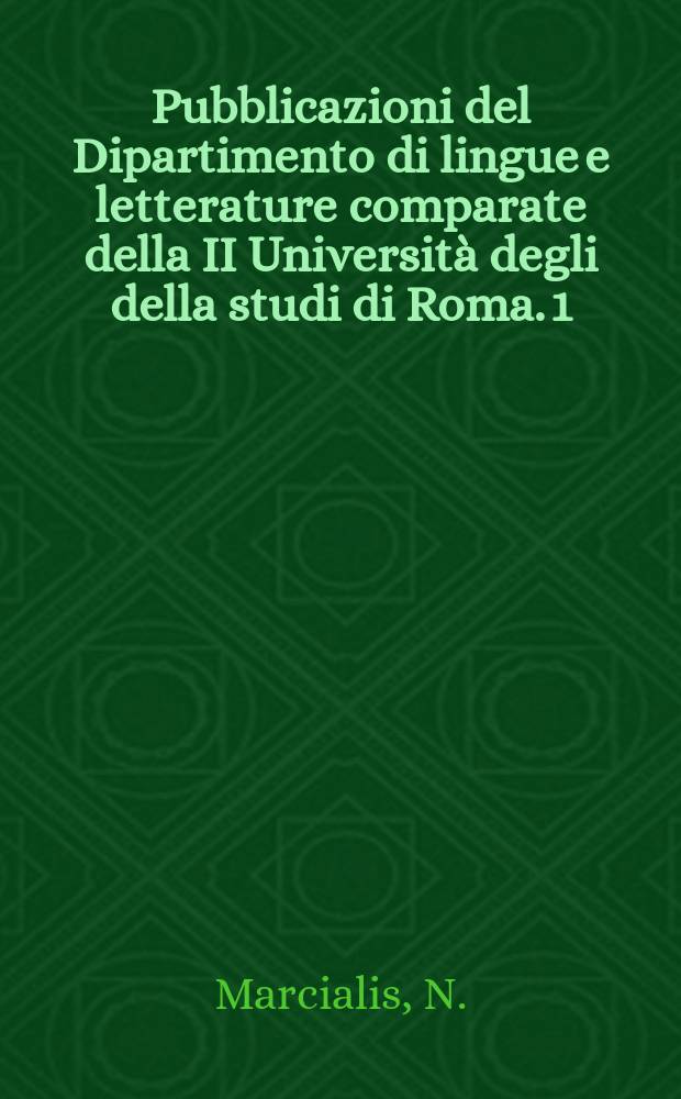 Pubblicazioni del Dipartimento di lingue e letterature comparate della II Universit&agrave; degli della studi di Roma. 1 : Caronte e Caterina