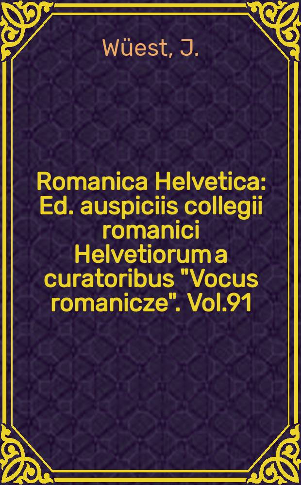 Romanica Helvetica : Ed. auspiciis collegii romanici Helvetiorum a curatoribus "Vocus romanicze". Vol.91 : La dialectisation de la Gallo-Romania
