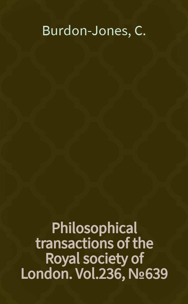 Philosophical transactions of the Royal society of London. Vol.236, №639 : Development and biology of the larva of Saccoglossus horsti (Enteropneusta)