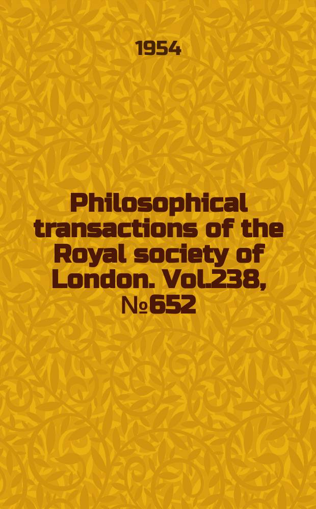 Philosophical transactions of the Royal society of London. Vol.238, №652 : A consideration of ostracoderms