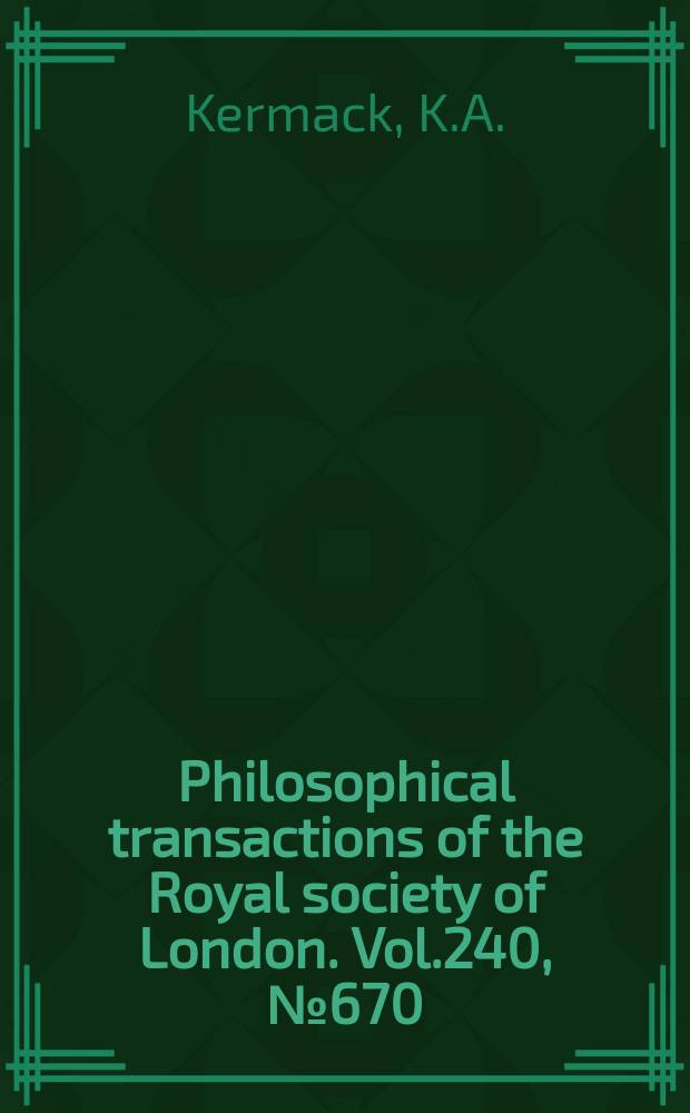 Philosophical transactions of the Royal society of London. Vol.240, №670 : Tooth replacement in mammal-like reptiles of the suborders Gorgonopsia and Therocephalia