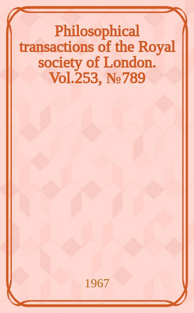 Philosophical transactions of the Royal society of London. Vol.253, №789 : Studies on Cepaea