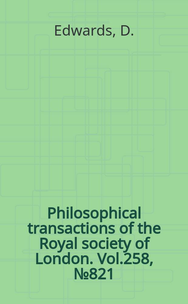 Philosophical transactions of the Royal society of London. Vol.258, №821 : Further observation on the lower Devonian plant, Gosslingia breconensis Heard