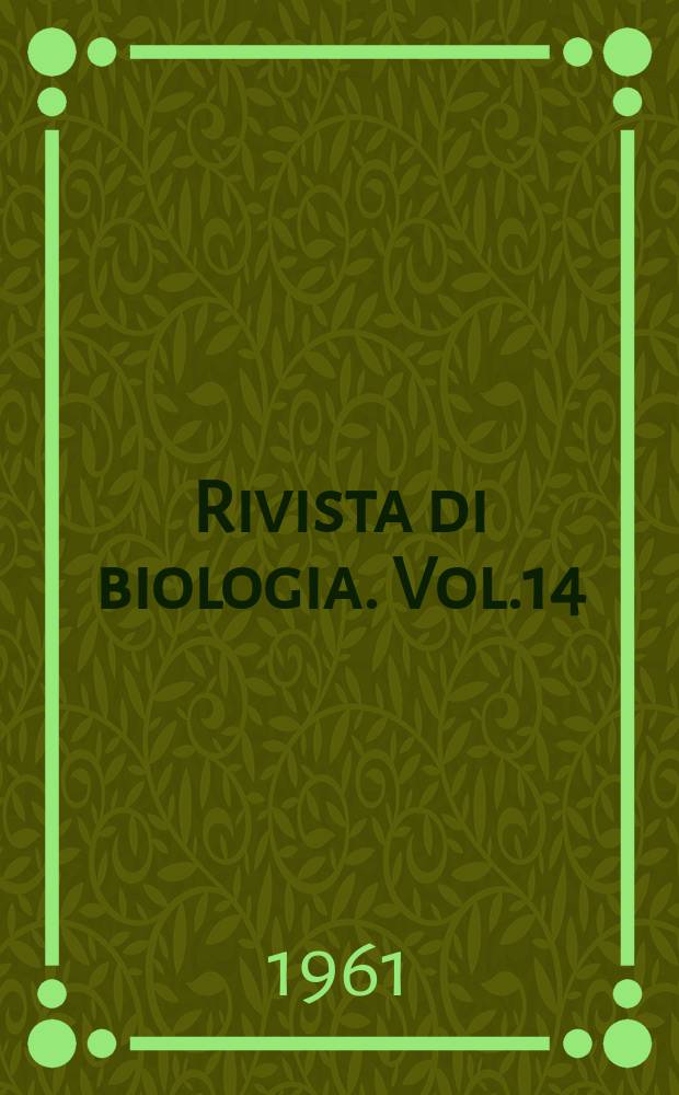 Rivista di biologia. Vol.14(54), Fasc.3