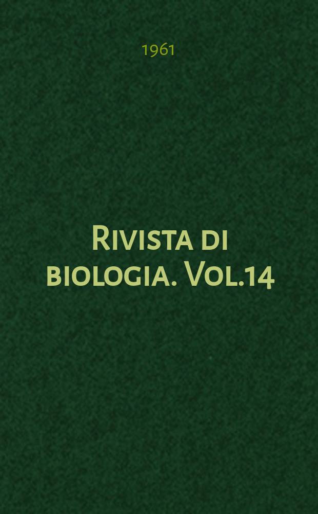 Rivista di biologia. Vol.14(54), Указатель