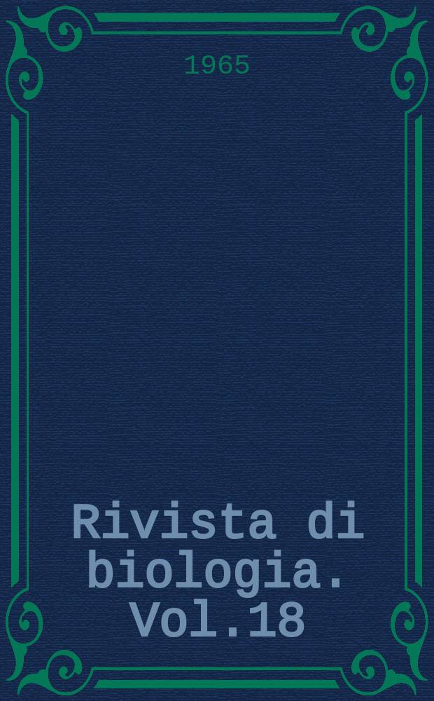 Rivista di biologia. Vol.18(58), Fasc.3