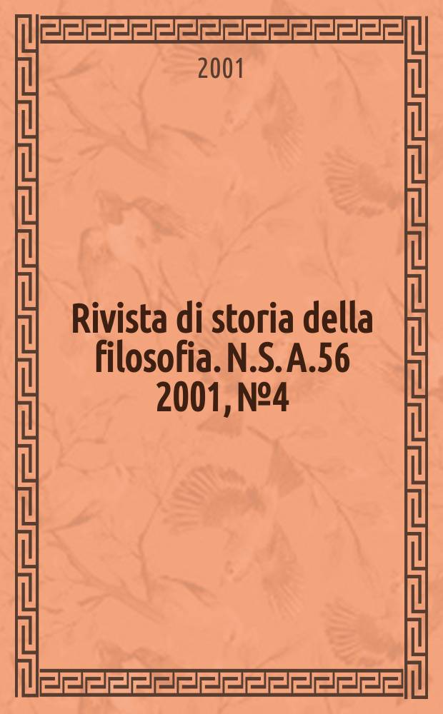 Rivista di storia della filosofia. N.S. A.56 2001, №4