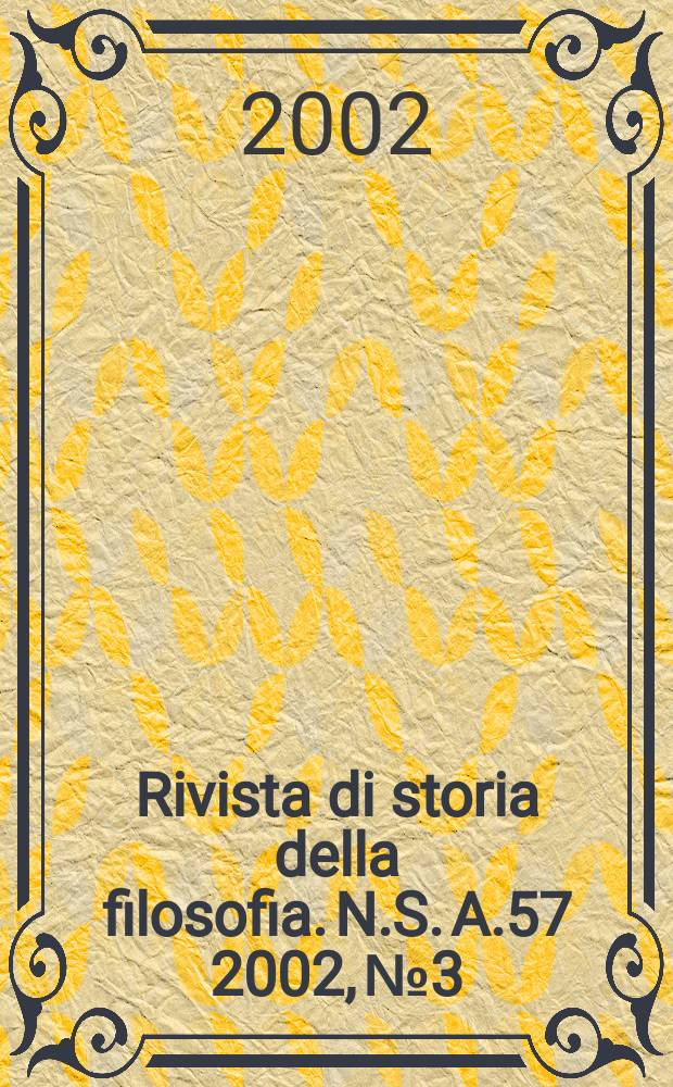 Rivista di storia della filosofia. N.S. A.57 2002, №3