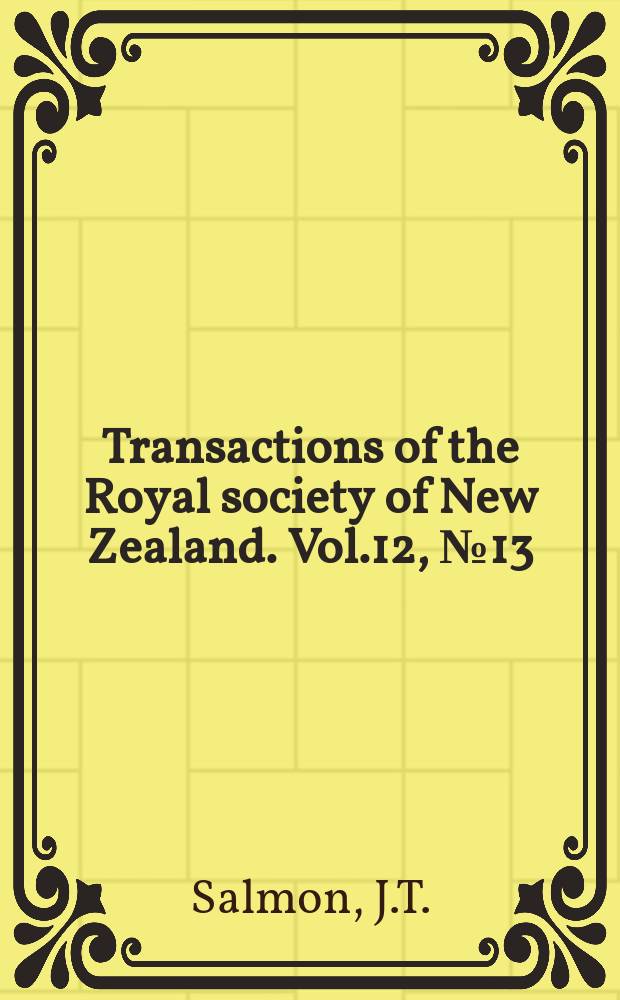 Transactions of the Royal society of New Zealand. Vol.12, №13 : Some new records and new species of Collembola from India