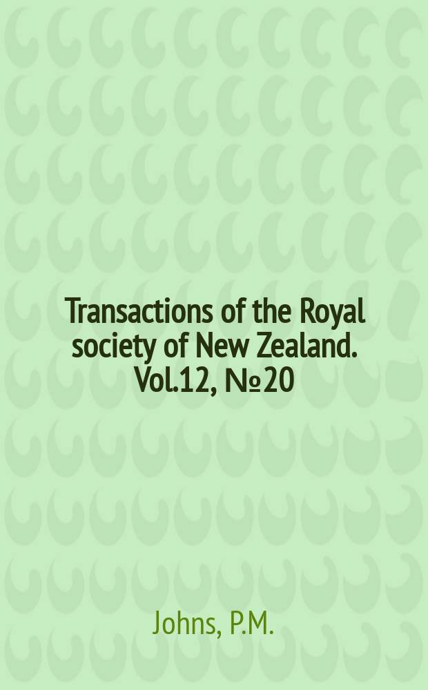 Transactions of the Royal society of New Zealand. Vol.12, №20 : New genera of New Zealand Palodesmis (Diplopoda)
