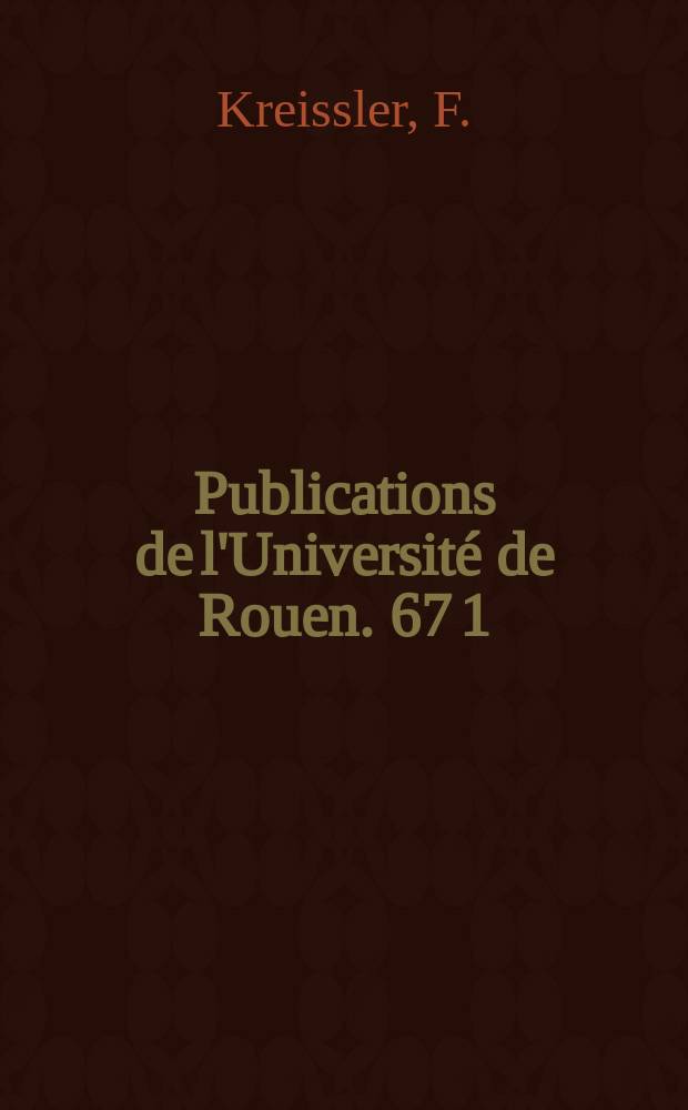 Publications de l'Université de Rouen. 67[1] : La prise de conscience de la ...