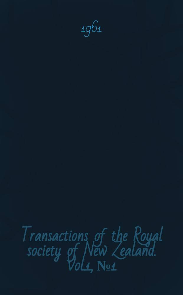 Transactions of the Royal society of New Zealand. Vol.1, №1 : Additional chromosome numbers- New Zealand ferns