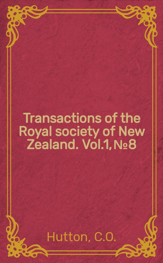 Transactions of the Royal society of New Zealand. Vol.1, №8 : Composition of some garnets in Low- grade schists