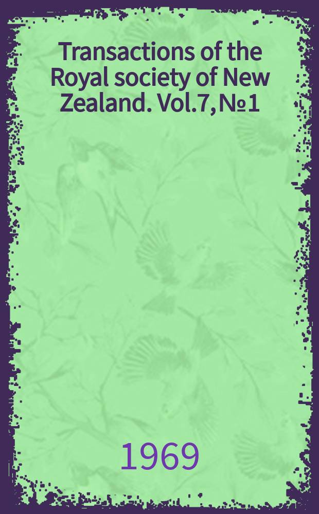 Transactions of the Royal society of New Zealand. Vol.7, №1 : Trace fossils from the turbidite facies of the Waitemata group Whangaparana Peninsula, Auckland
