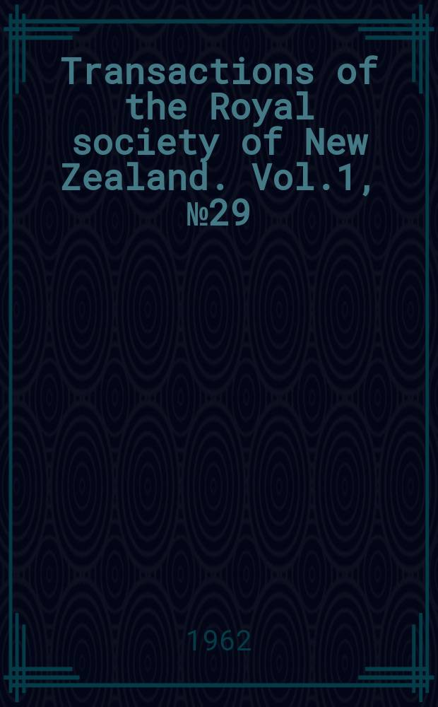 Transactions of the Royal society of New Zealand. Vol.1, №29 : Aspects of the biology of the immature stages of Pison spinolae Shuckard (Hymenoptera Sphecidae)