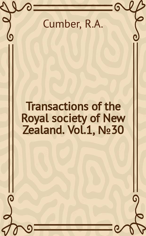 Transactions of the Royal society of New Zealand. Vol.1, №30 : Paleographic history reflected in speciation trends of the New Zealand ribbed pulmonate Charopa coma (Gray)(Charopidae)
