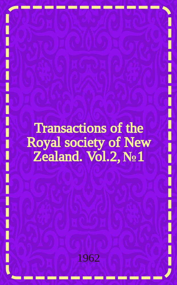 Transactions of the Royal society of New Zealand. Vol.2, №1 : A revision of the major genera of Amphiurid Ophiuroidea