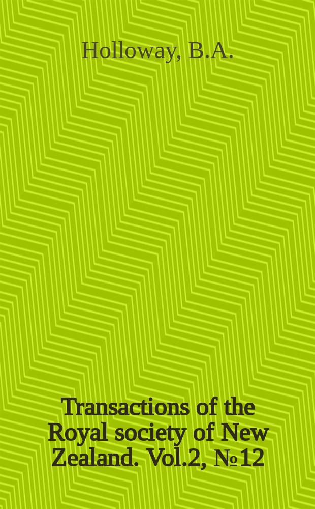 Transactions of the Royal society of New Zealand. Vol.2, №12 : A new species of Ceratognathus Westwood (Coleoptera : Lucanidae) from New Zealand