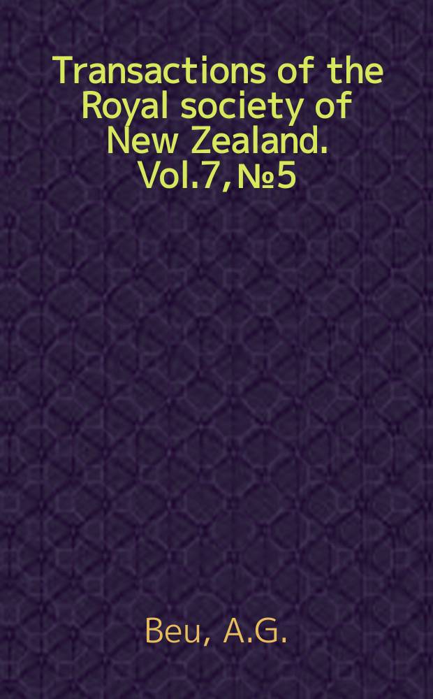 Transactions of the Royal society of New Zealand. Vol.7, №5 : Ecological variation of Chlamys dieffenhachi (Reeve)(Mollusca, Lamellibranchiata)