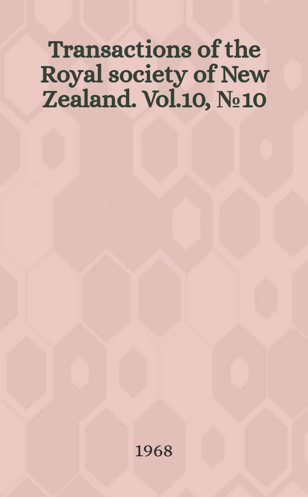 Transactions of the Royal society of New Zealand. Vol.10, №10 : The Aradidae of New Zealand (Hemiptera, Heteroptera)
