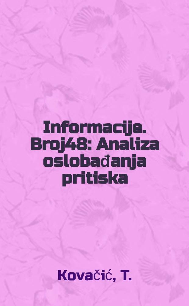Informacije. Broj48 : Analiza oslobađanja pritiska (studnih udara) ha širokim čelima jame vzhod rudnika Velenje