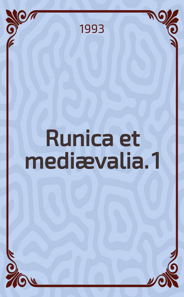 Runica et medi&aelig;valia. 1 : Snorre Sturlason och de isl&auml;ndska k&auml;llorna till Sveriges historia