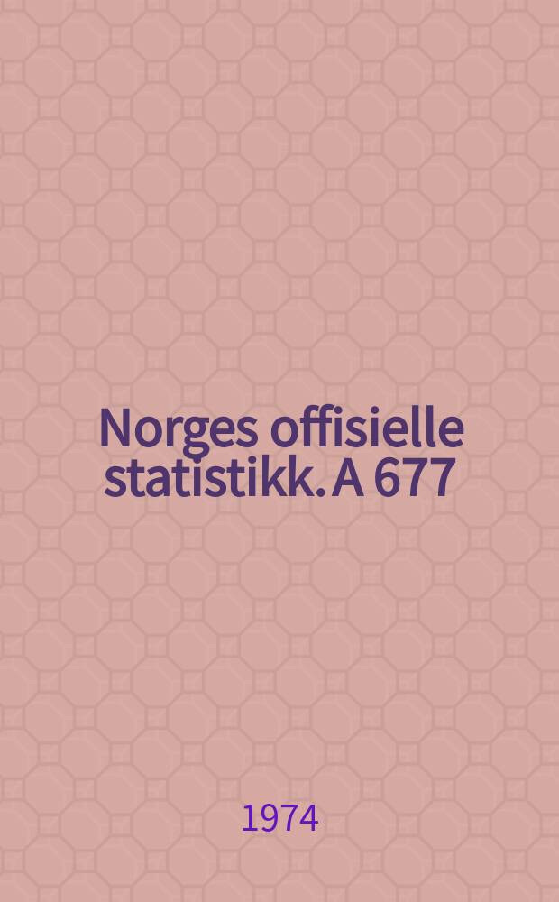 Norges offisielle statistikk. A 677