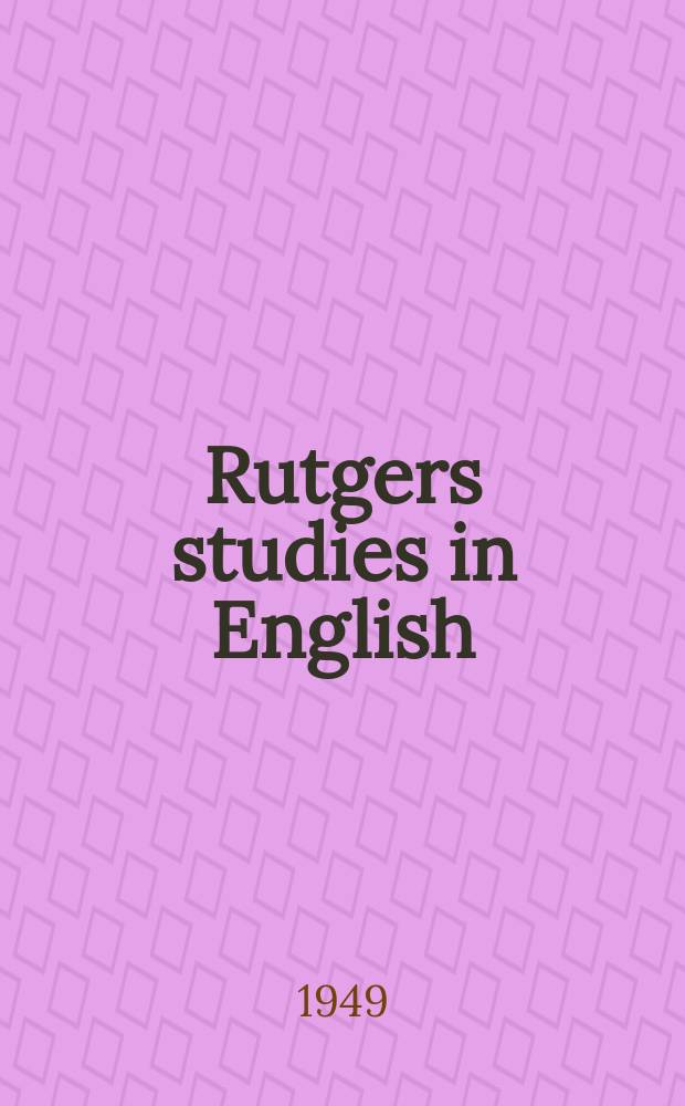Rutgers studies in English