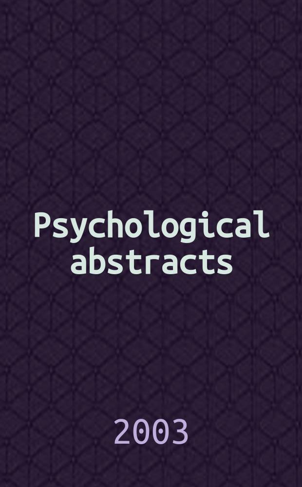Psychological abstracts : Publ. by The Amer. psychol. assoc. Vol.90, №11