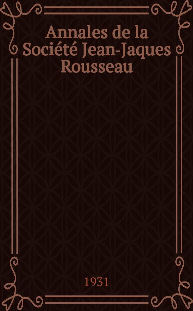 Annales de la Société Jean-Jaques Rousseau