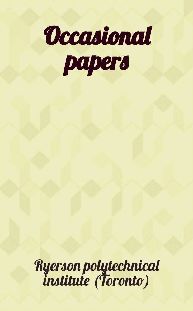 Occasional papers