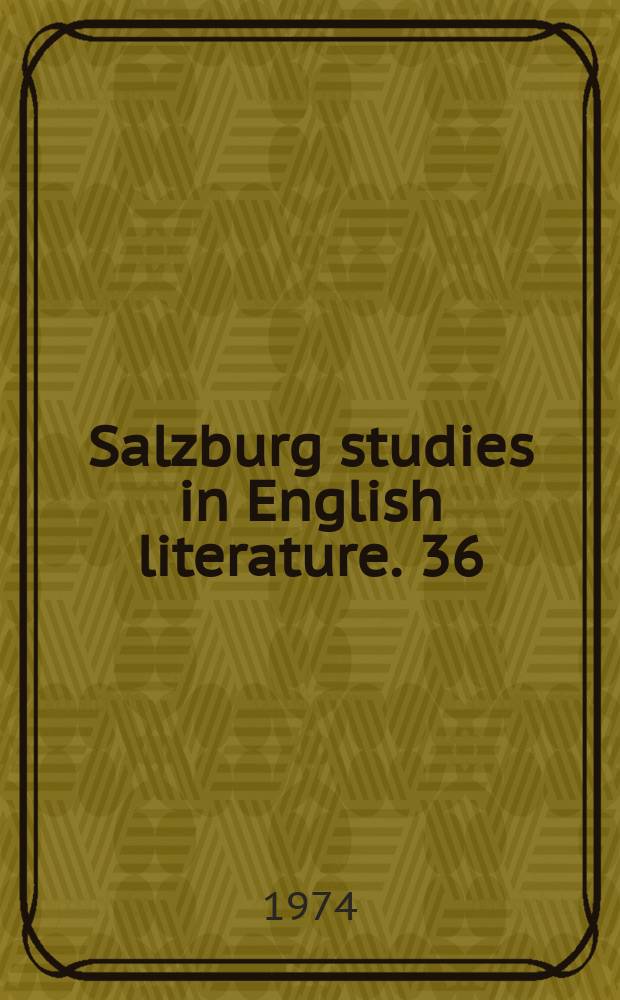 Salzburg studies in English literature. 36 : A critical edition of Robert Greene's Ciceronis amor...
