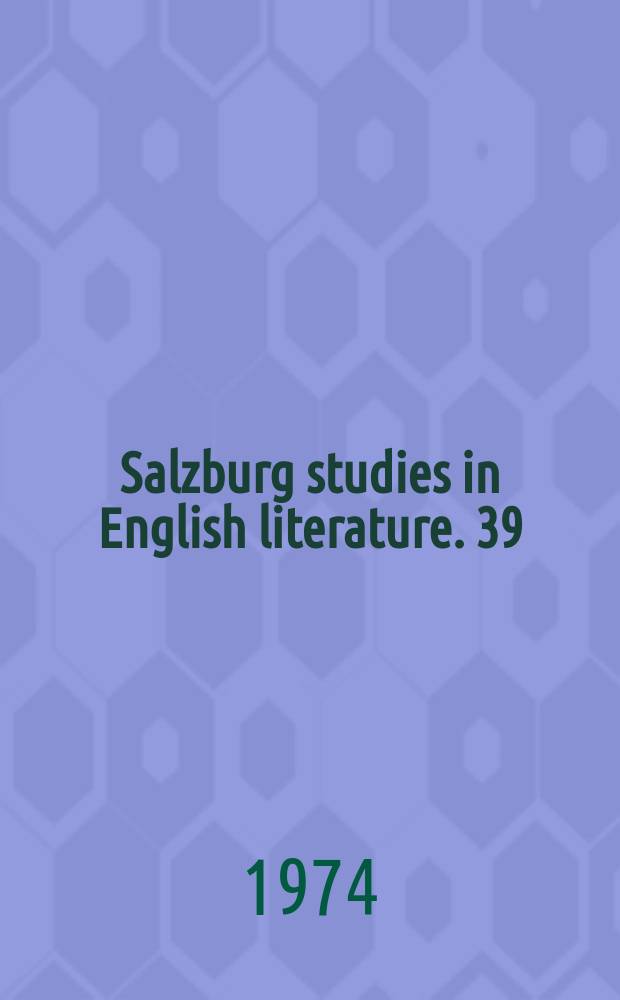 Salzburg studies in English literature. 39 : The words of Mercury