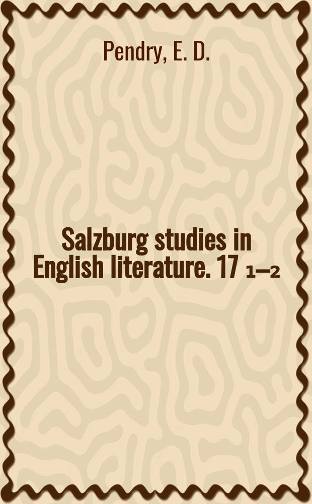 Salzburg studies in English literature. 17[₁–₂] : Elizabethan prisons and prison scenes