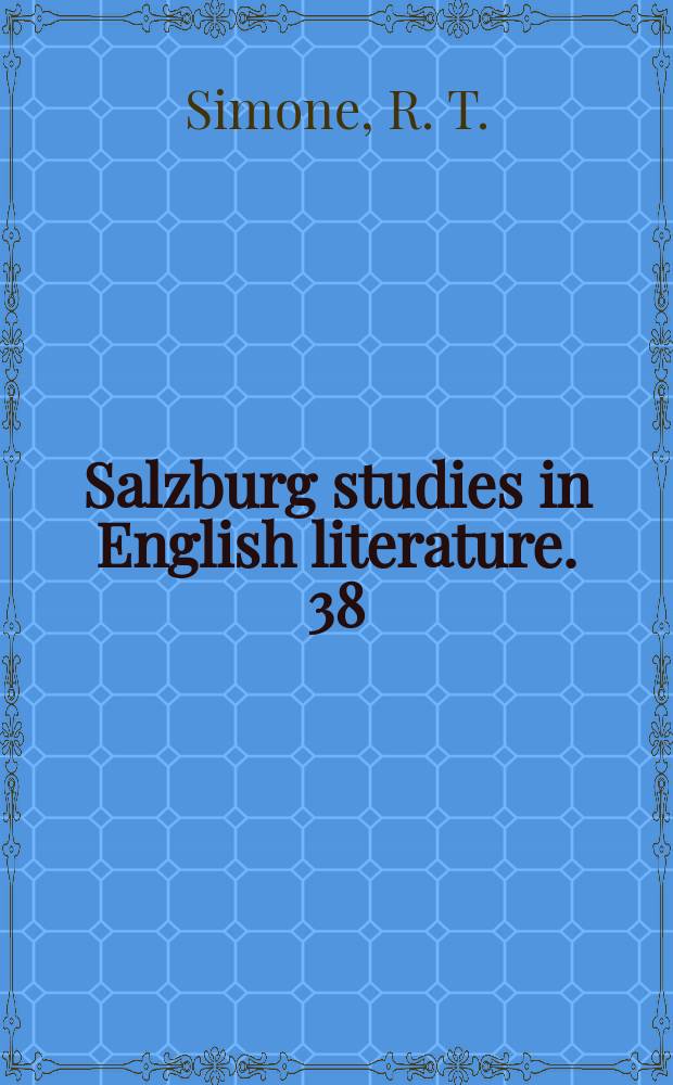 Salzburg studies in English literature. 38 : Shakespeare and "Lucrece"