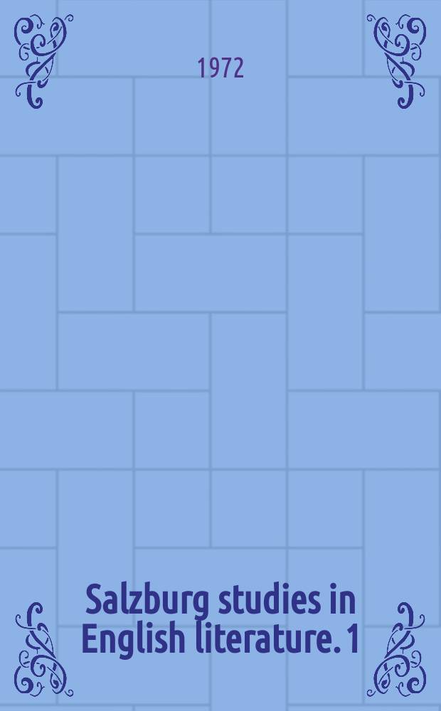 Salzburg studies in English literature. 1 : John Webster's. Jonson