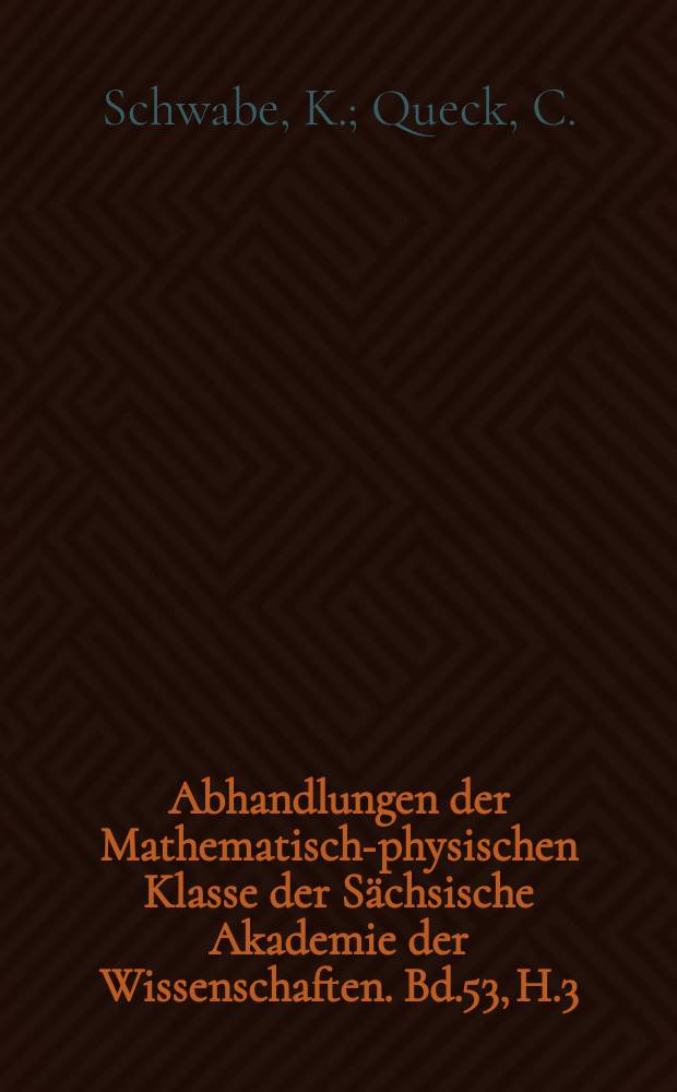 Abhandlungen der Mathematisch-physischen Klasse der Sächsische Akademie der Wissenschaften. Bd.53, H.3 : Freie Überführungsenthalpien...
