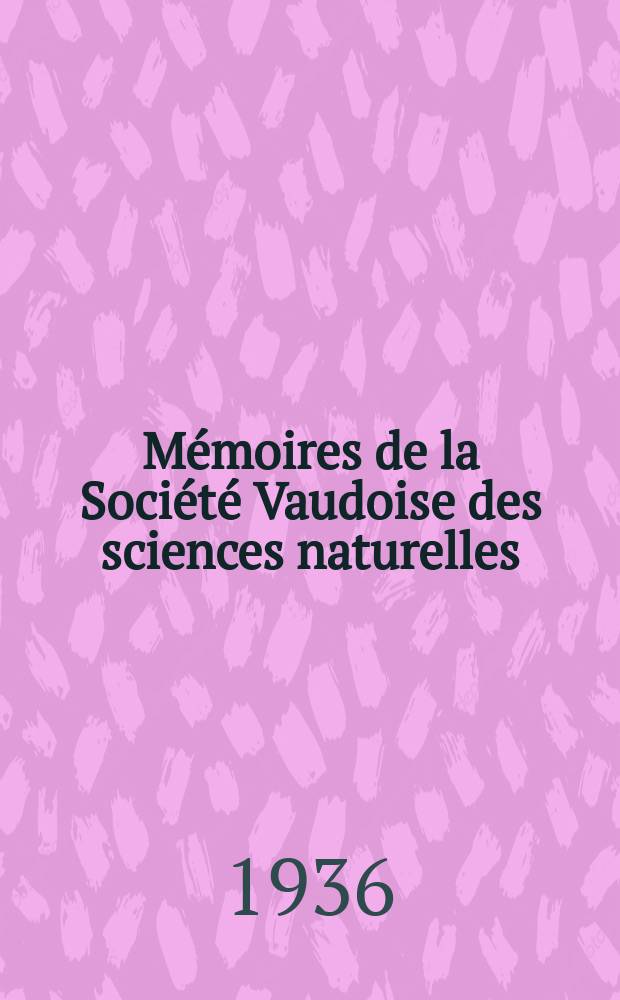 Mémoires de la Société Vaudoise des sciences naturelles : Publ. sous la dir. du Comité par M. S. Meylan. 1936, Vol.5, №6(37) : Recherches sur le sang des poissons