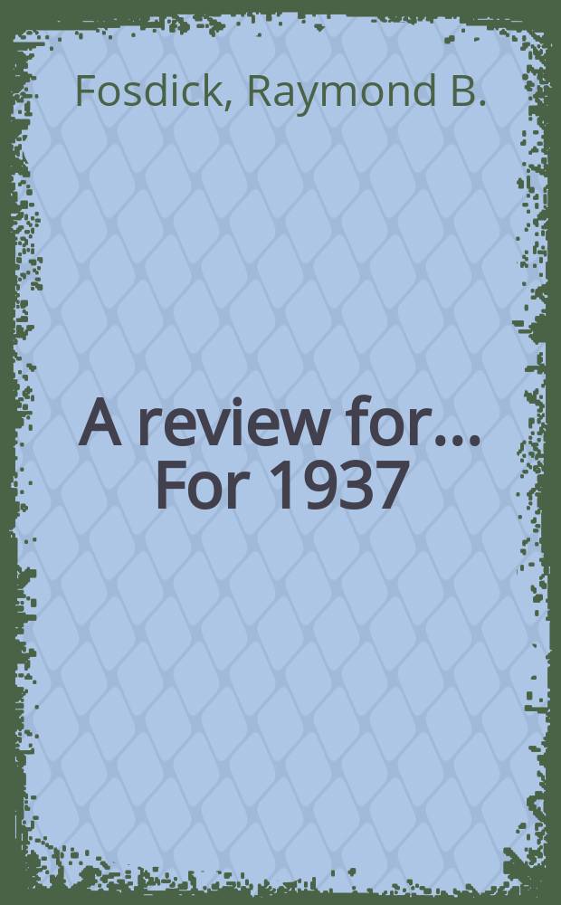 A review for ... For 1937