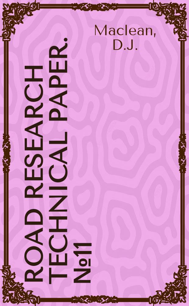 Road research technical paper. №11 : The effect of the sod foundation on the road surface