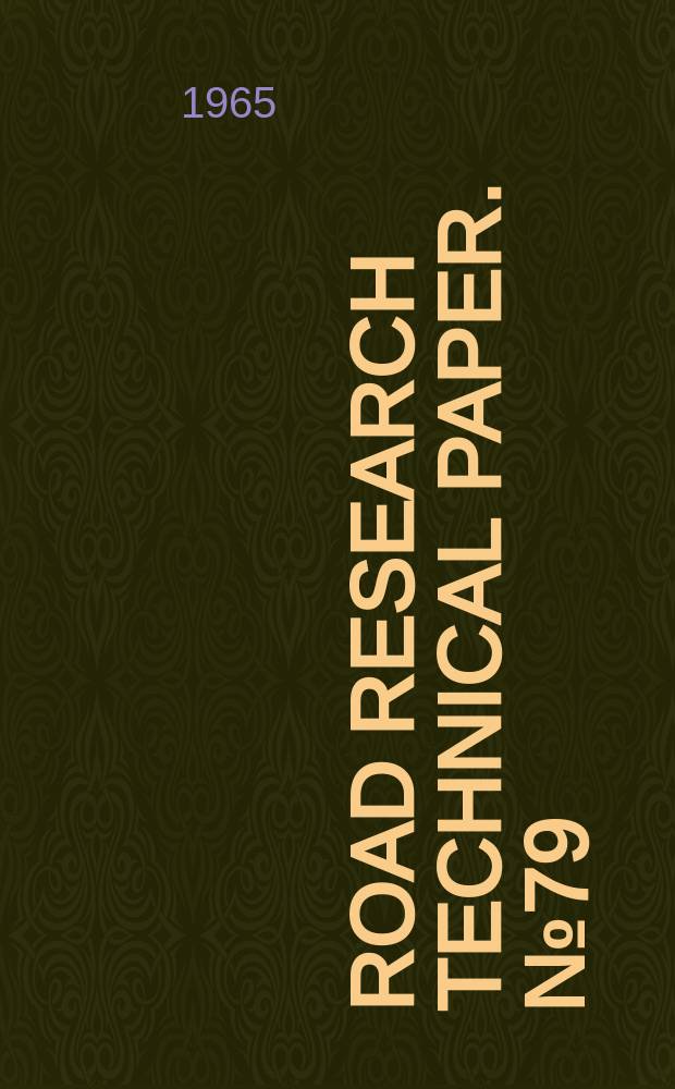 Road research technical paper. №79 : Road research laboratory. Harmondsworth (Eng.). Road accidents in December and January 1965