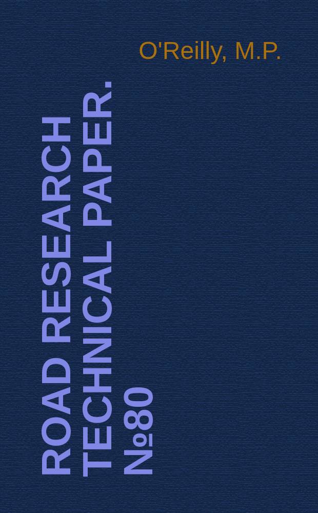 Road research technical paper. №80 : Pavement design in the tropics