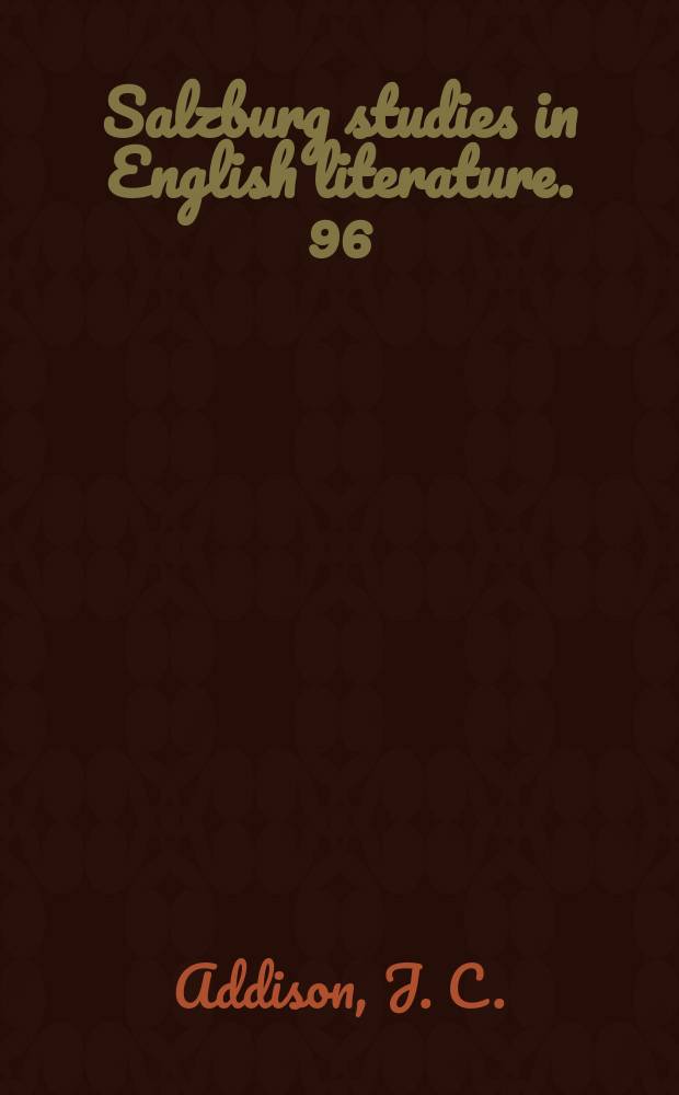 Salzburg studies in English literature. 96 : And old-spelling critical edition of Thomas Lodge's...