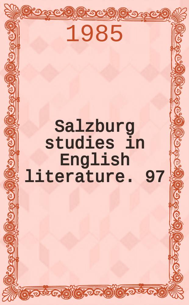 Salzburg studies in English literature. 97 : Christopher Marlowe and the...