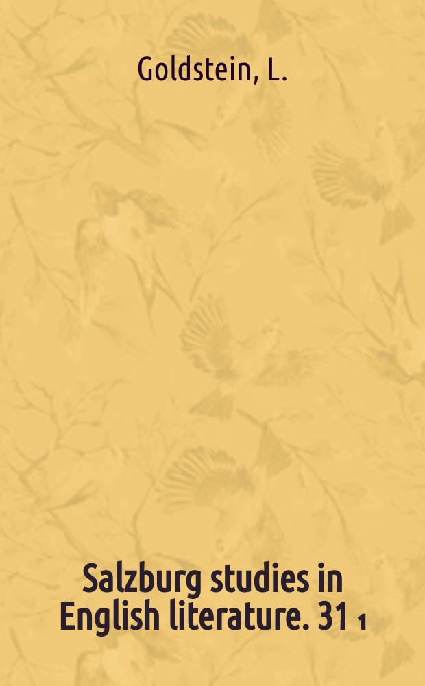Salzburg studies in English literature. 31[₁] : George Chapman...
