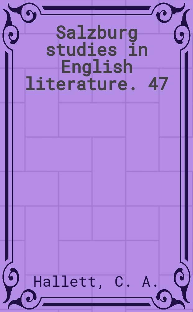 Salzburg studies in English literature. 47 : Middleton's cynics