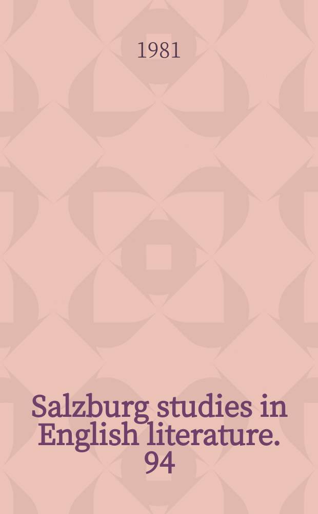 Salzburg studies in English literature. 94:3 : Thomas Middleton's "A trick to catch the old one..."